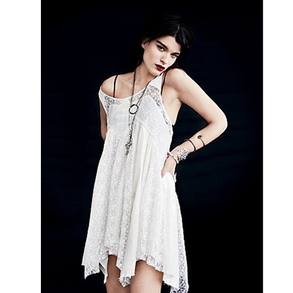 Free People Like a Virgin Lace Gauze Boho Mini Dress Size Small - Picture 2 of 9